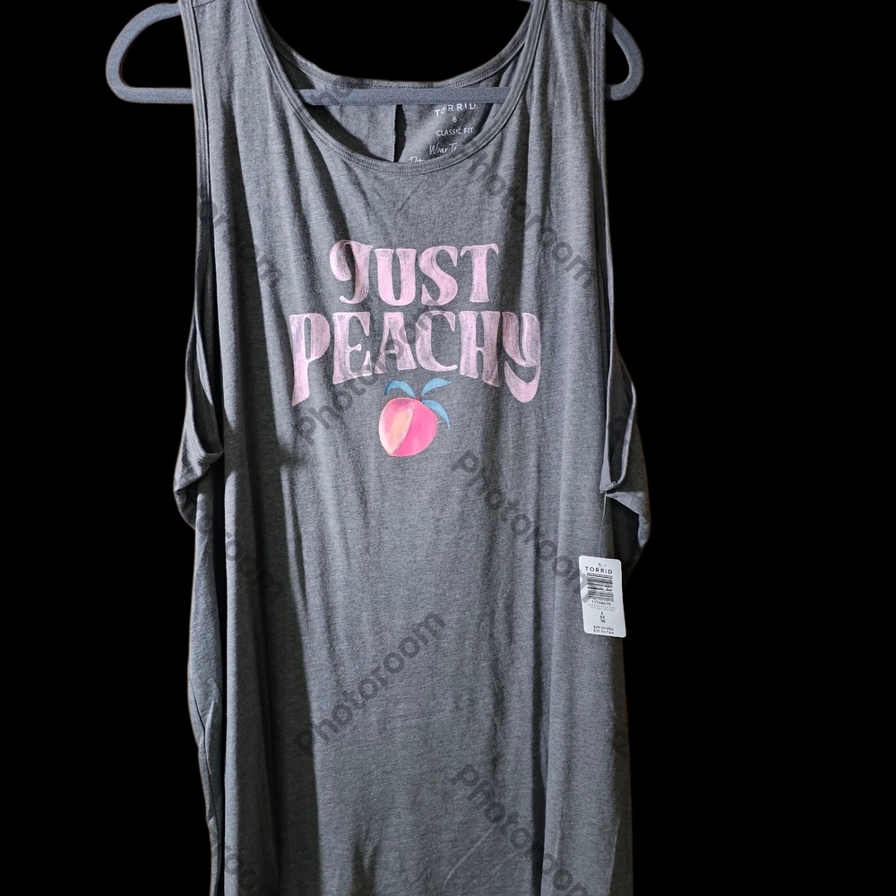 NWT Size 6 Torrid Gray 'Just Peachy' Tank Top